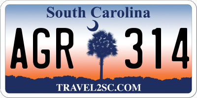 SC license plate AGR314