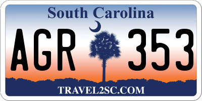 SC license plate AGR353