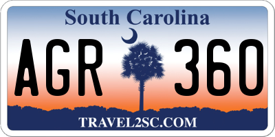 SC license plate AGR360