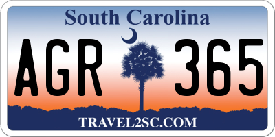 SC license plate AGR365