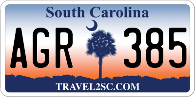 SC license plate AGR385
