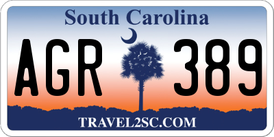 SC license plate AGR389