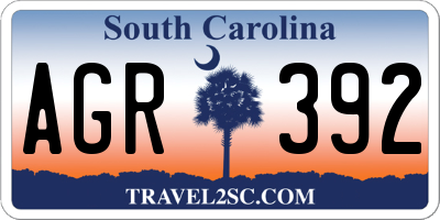 SC license plate AGR392