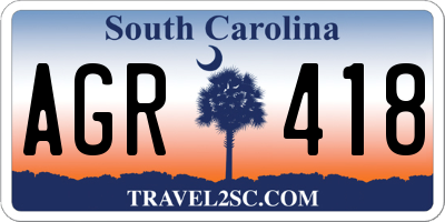SC license plate AGR418