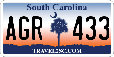 SC license plate AGR433