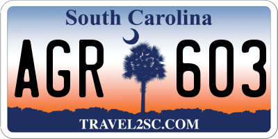 SC license plate AGR603