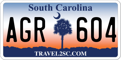SC license plate AGR604