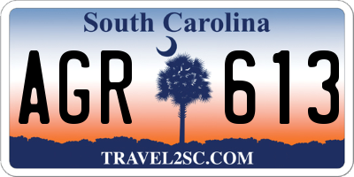 SC license plate AGR613