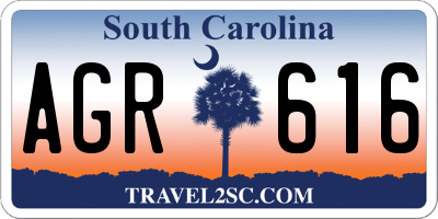 SC license plate AGR616