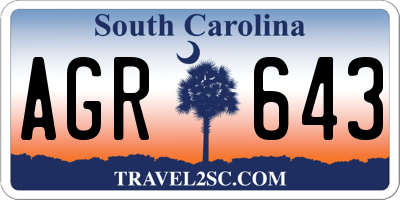 SC license plate AGR643