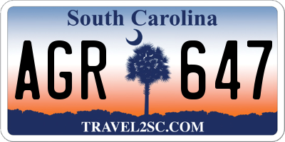 SC license plate AGR647