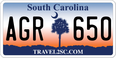 SC license plate AGR650