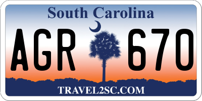 SC license plate AGR670