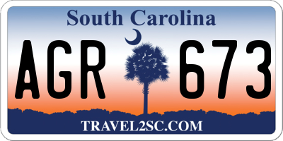 SC license plate AGR673