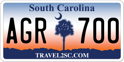 SC license plate AGR700