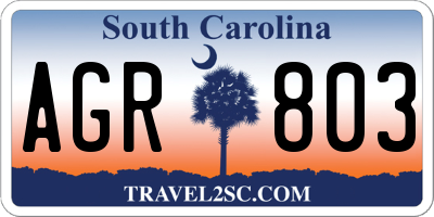 SC license plate AGR803