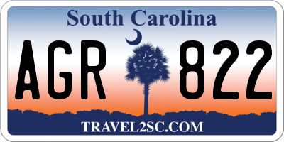 SC license plate AGR822