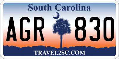 SC license plate AGR830