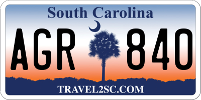 SC license plate AGR840