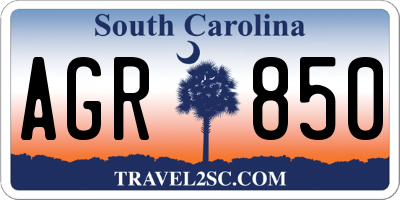 SC license plate AGR850