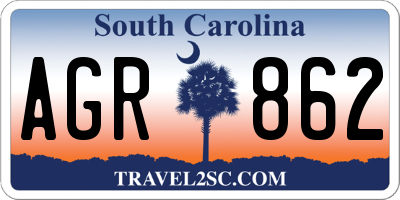 SC license plate AGR862