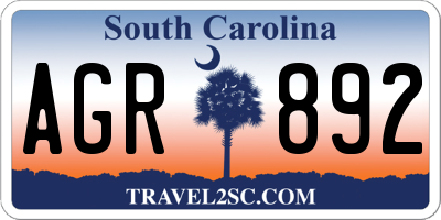 SC license plate AGR892