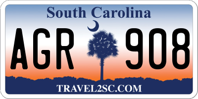 SC license plate AGR908