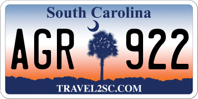 SC license plate AGR922