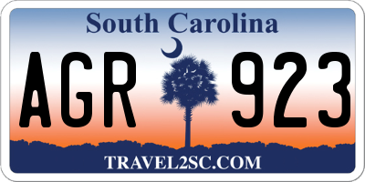 SC license plate AGR923
