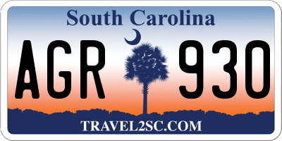SC license plate AGR930