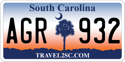 SC license plate AGR932
