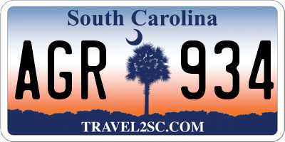 SC license plate AGR934