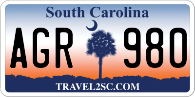 SC license plate AGR980