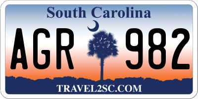 SC license plate AGR982
