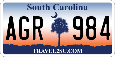 SC license plate AGR984