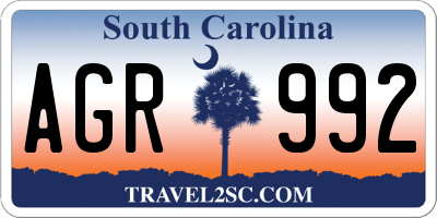 SC license plate AGR992