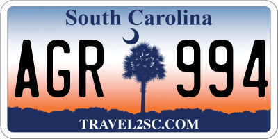 SC license plate AGR994