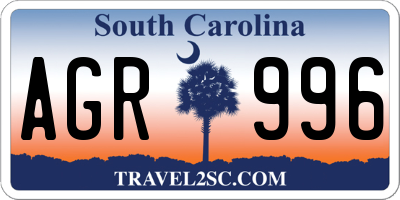 SC license plate AGR996