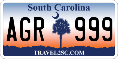 SC license plate AGR999