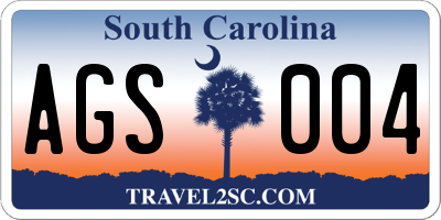 SC license plate AGS004