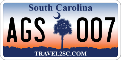 SC license plate AGS007