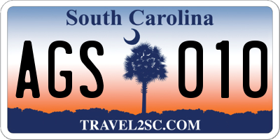 SC license plate AGS010