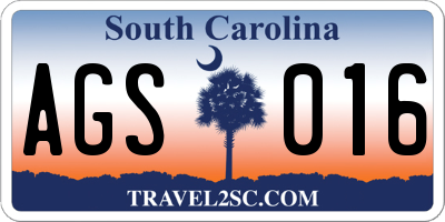 SC license plate AGS016