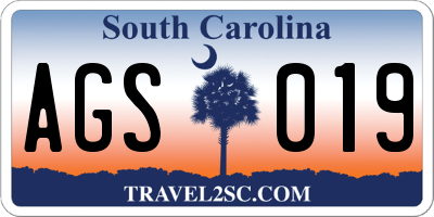 SC license plate AGS019