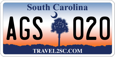 SC license plate AGS020