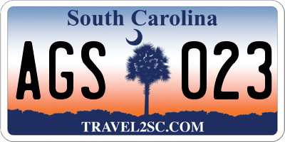 SC license plate AGS023