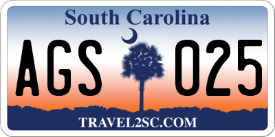 SC license plate AGS025