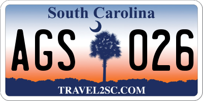 SC license plate AGS026