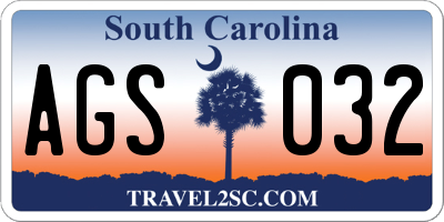 SC license plate AGS032