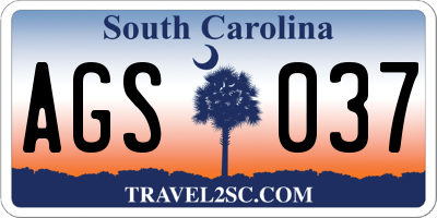 SC license plate AGS037